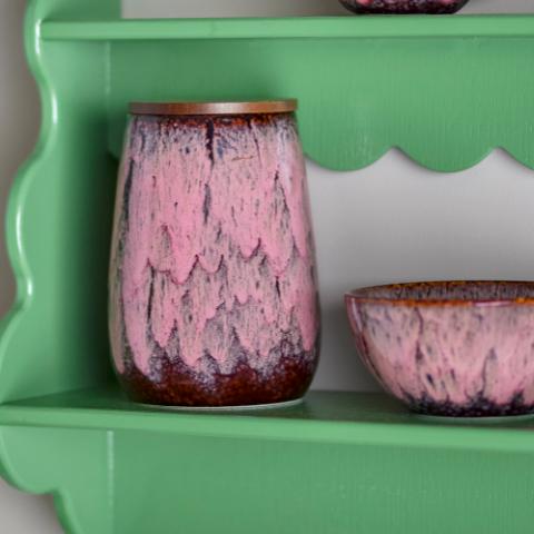 Rayen Cruche avec couvercle , Rose, Grès