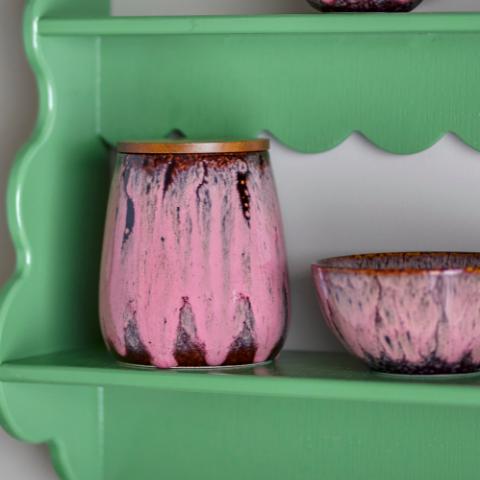 Rayen Cruche avec couvercle , Rose, Grès