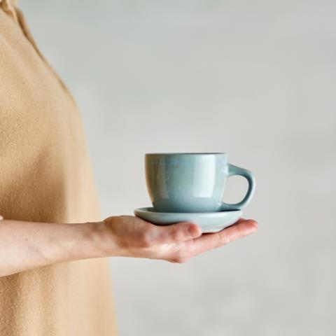 Brenta Tasse avec soucoupe, Bleu, Grès