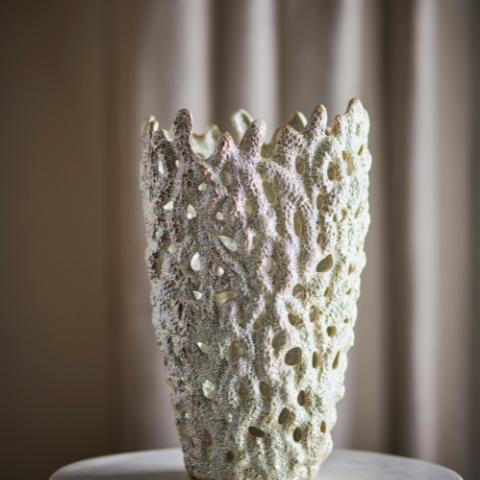 Eunice Vase déco, Blanc, Grès