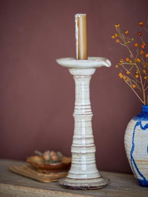 Rigby Candle Holder, Grey, Stoneware