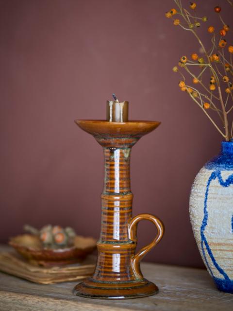 Rigby Candle Holder, Brown, Stoneware