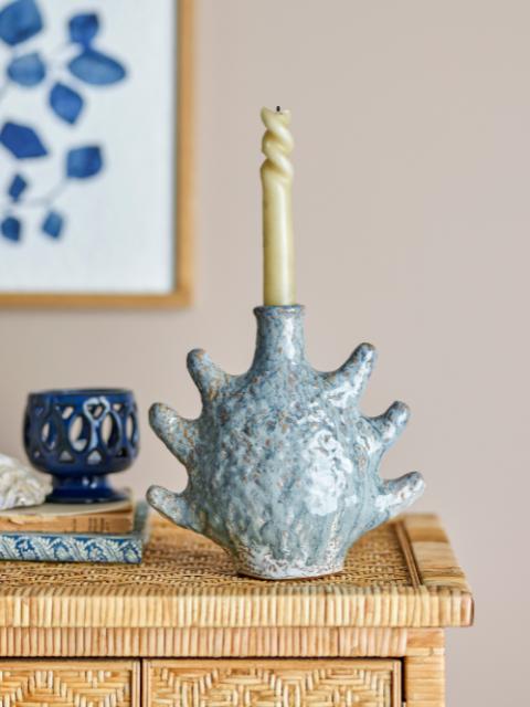Bridget Candle Holder, Grey, Stoneware