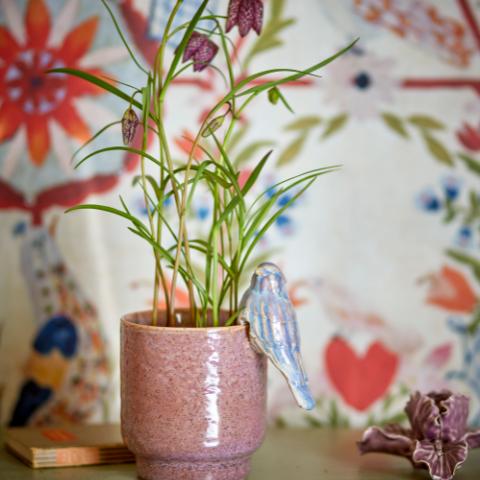 Larky Pot de fleurs, Rose, Grès