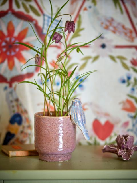 Larky Pot de fleurs, Rose, Grès