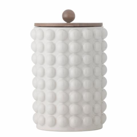 Madge Jar w/Lid, White, Stoneware