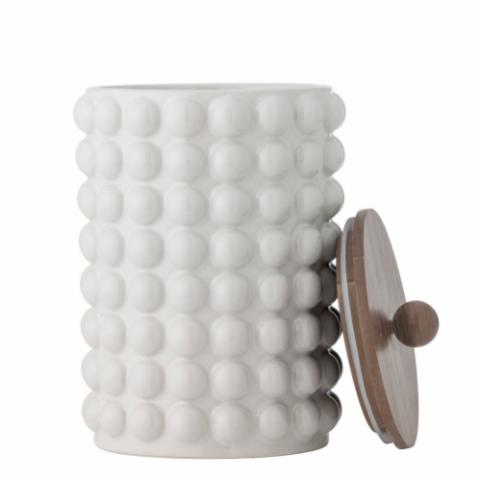 Madge Gefäß mit Deckel, Weiß, Steingut