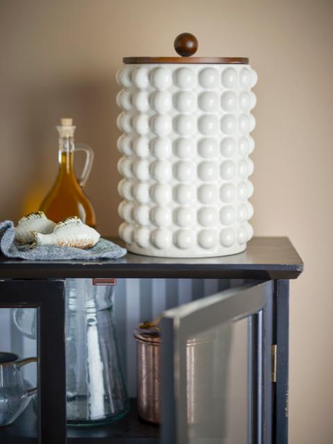 Madge Jar w/Lid, White, Stoneware