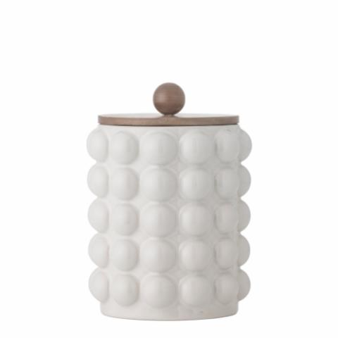 Madge Jar w/Lid, White, Stoneware