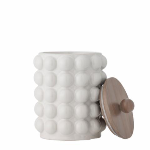 Madge Gefäß mit Deckel, Weiß, Steingut