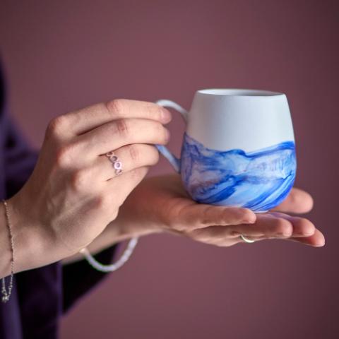 Lyre Tasse, Bleu, Grès
