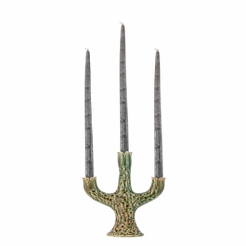 Cyrill Candle Holder, Green, Stoneware