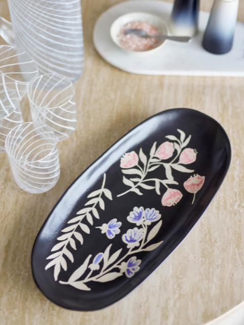 Amberly Serving Tray, Grey, Stoneware