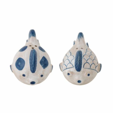 Fugu Salt & Pepper Shaker Set, Blue, Stoneware