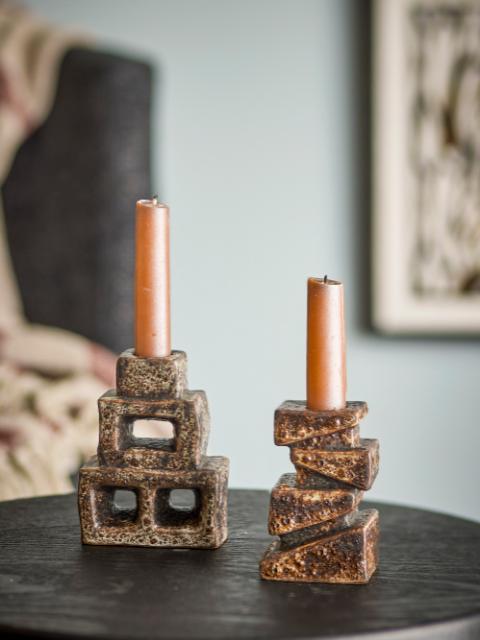 Hale Candle Holder, Brown, Stoneware