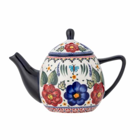 Florist Teapot w/Teastrainer, Multi, Stoneware