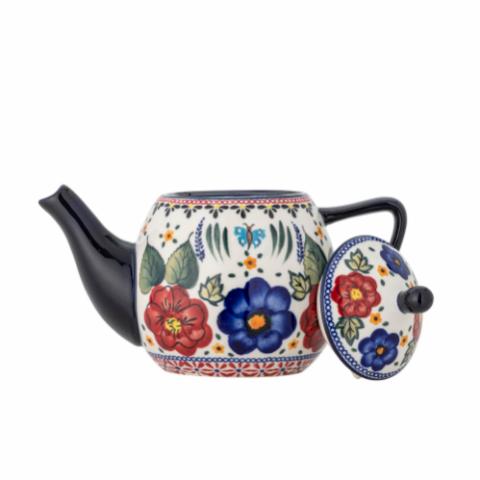Florist Teapot w/Teastrainer, Multi, Stoneware