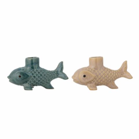 Burne Candle Holder, Green, Stoneware