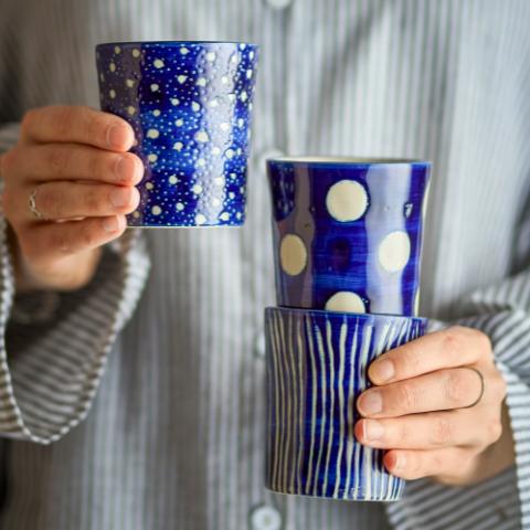 Minoa Tasse, Bleu, Grès