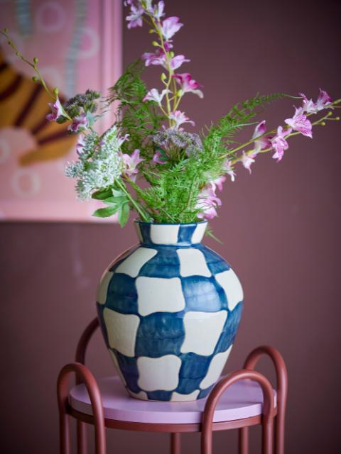 Check Vase, Blue, Stoneware