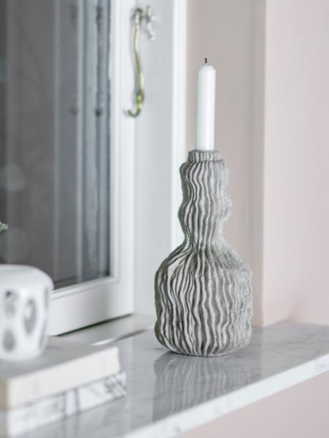 Briar Candle Holder, Grey, Polyresin