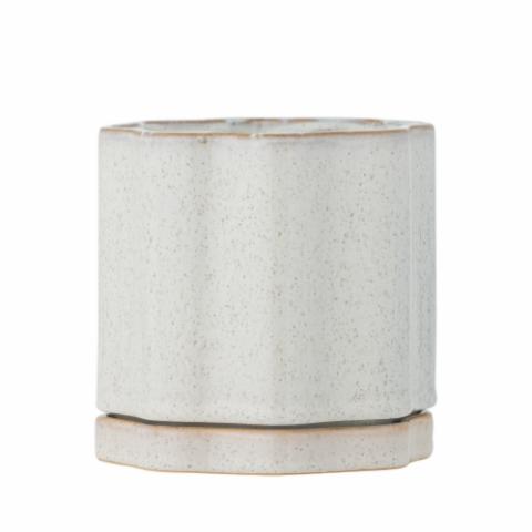 Argyle Flowerpot w/Saucer, Grey, Stoneware