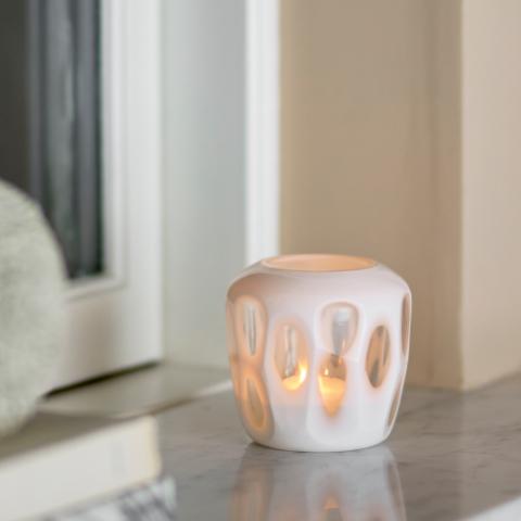 Rohan Votive, White, Recycled Glass
