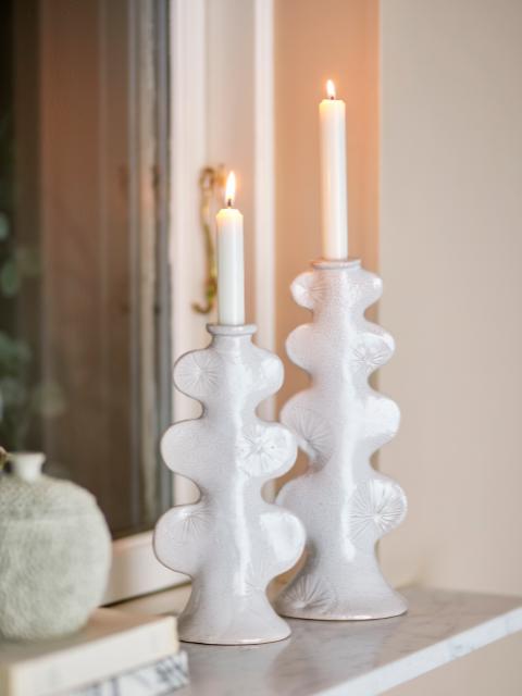 Cason Candle Holder, White, Stoneware