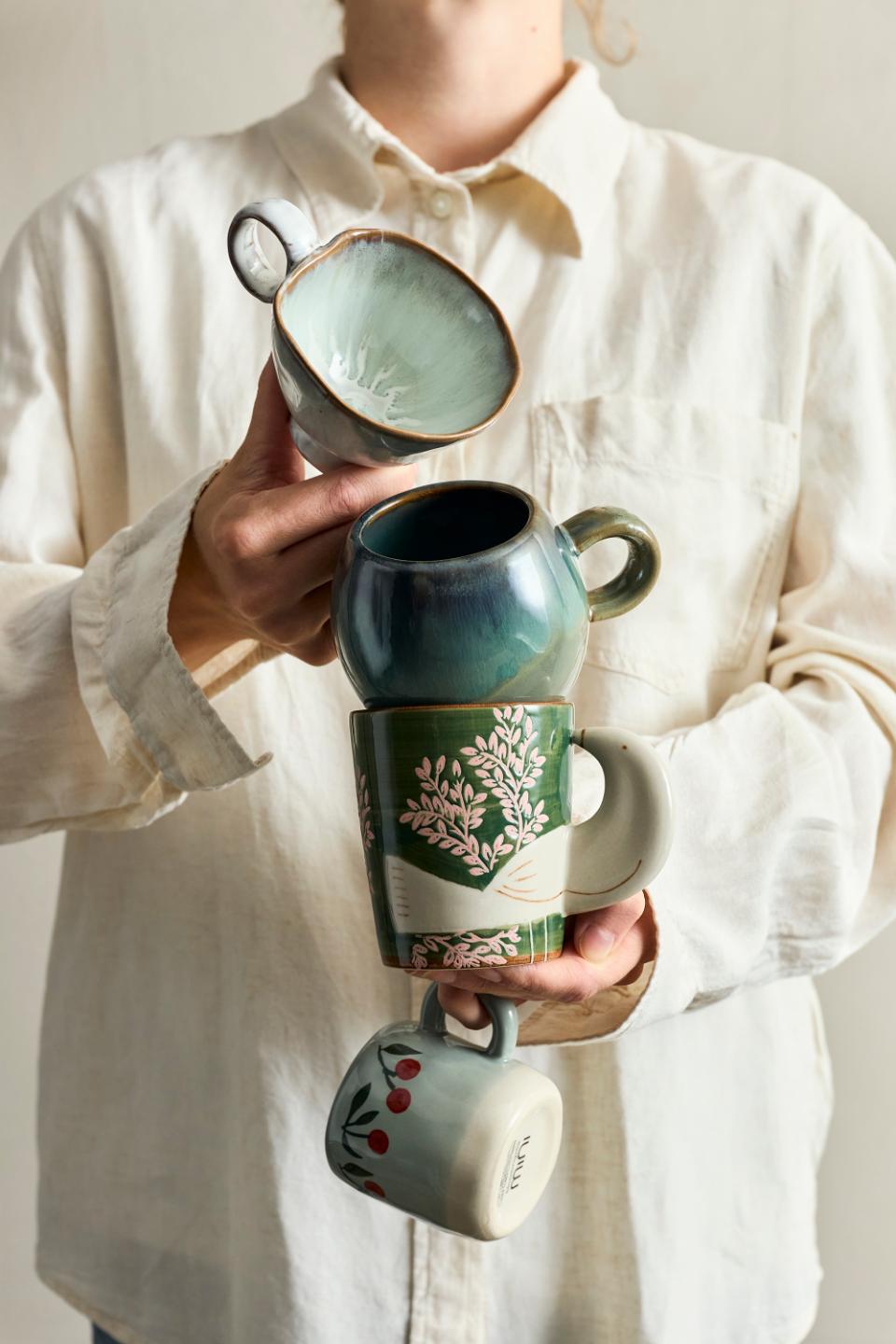 Hezha Tasse, Grün, Steingut