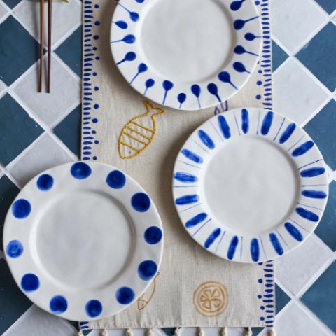 Linora Assiette, Bleu, Grès