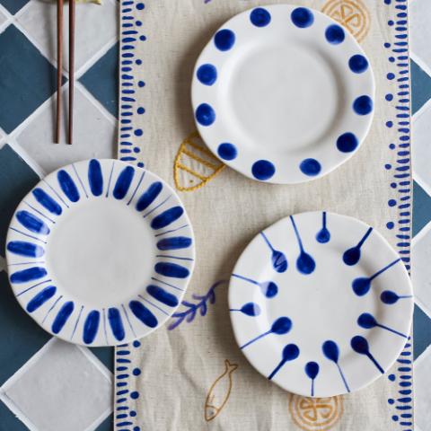 Linora Assiette, Bleu, Grès