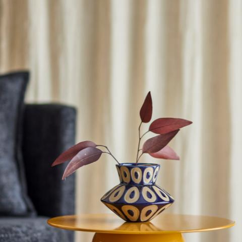 Bashir Vase, Bleu, Grès