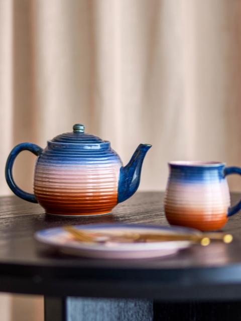 Tatum Teapot w/Teastrainer, Multi, Stoneware