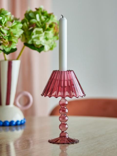 Cisco Fyrfadsstage, Rød, Glas