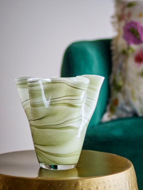 Toryn Vase, Grøn, Glas