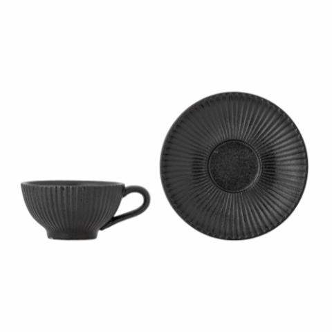 Neri Cappuccino Cup w/Saucer, Black, Stoneware