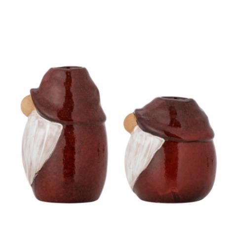 Lyda Candle Holder, Red, Stoneware