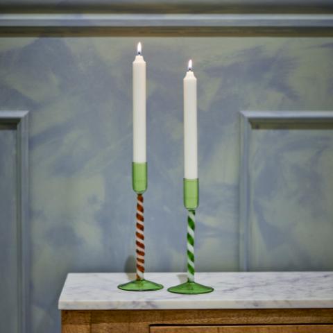 Swirlie Bougeoir, Verte, Verre