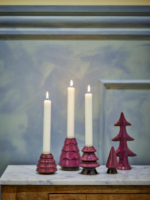 Woods Candle Holder, Red, Stoneware