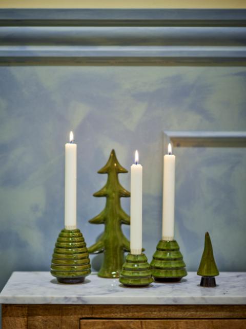 Woods Candle Holder, Green, Stoneware