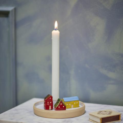 Coze Candle Holder, White, Stoneware