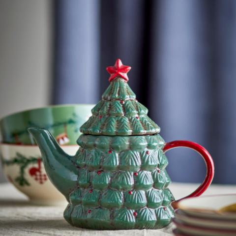 Elvion Teekanne mit Teesieb, Grün, Keramik