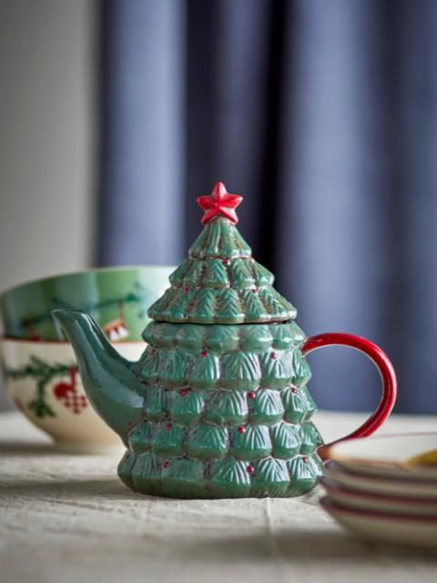 Elvion Teapot w/Teastrainer, Green, Ceramic