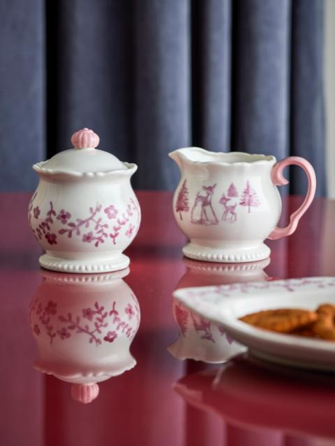 Wonderland Milchkännchen & Zuckerdose, Rose, Steingut