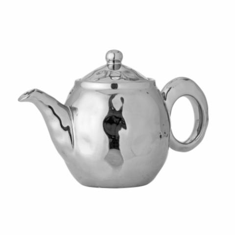 Shine Teekanne mit Teesieb, Silber, Steingut