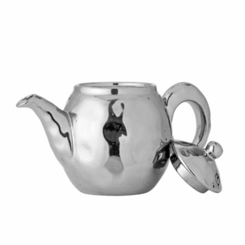 Shine Teapot w/Teastrainer, Silver, Stoneware