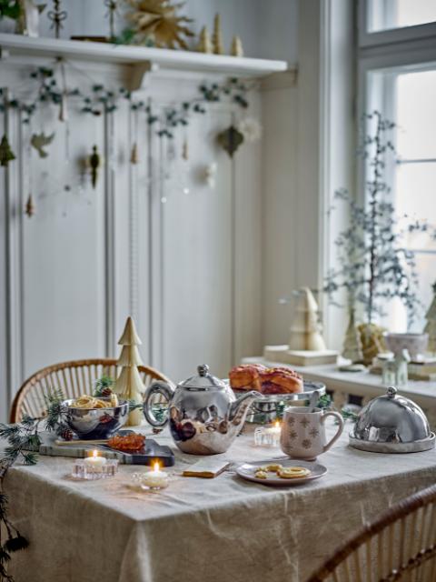 Shine Teapot w/Teastrainer, Silver, Stoneware