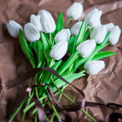 Tulip Bouquet, Blanc, Fleurs artificielles