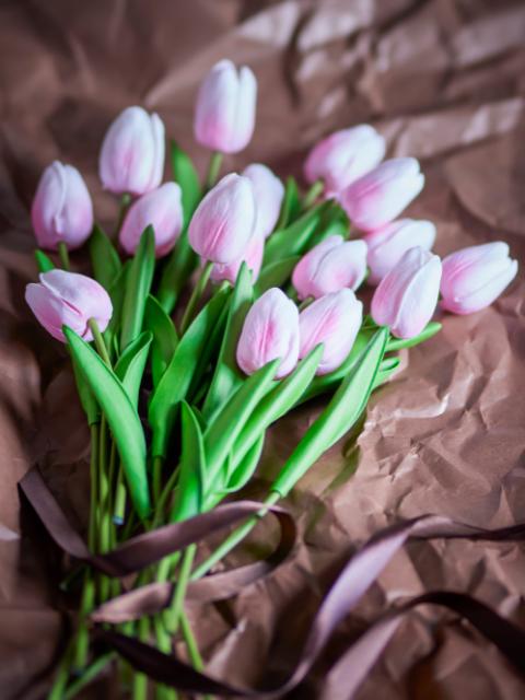 Tulip Buket, Rosa, Kunstige Blomster