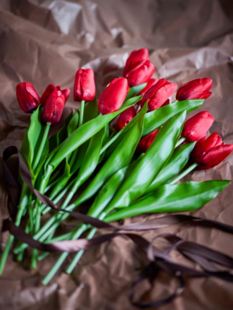 Tulip Bouquet, Red, Artificial Flowers